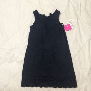 Girls navy blue velvet dress